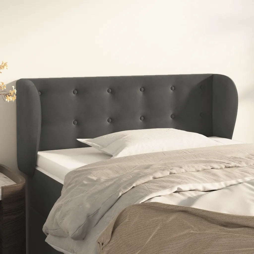 Testiera | Testata ad Orecchio Grigio Scuro 83x23x78/88 cm in Velluto