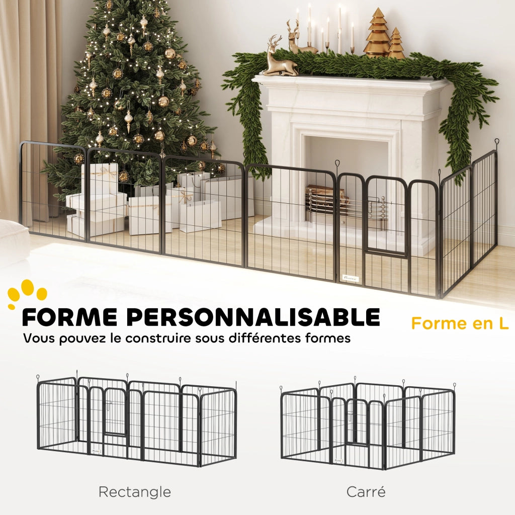 Recinto per Cani 8 Pannelli Modulabile Pieghevole ¨C zephmum ¨C Nero 60 cm