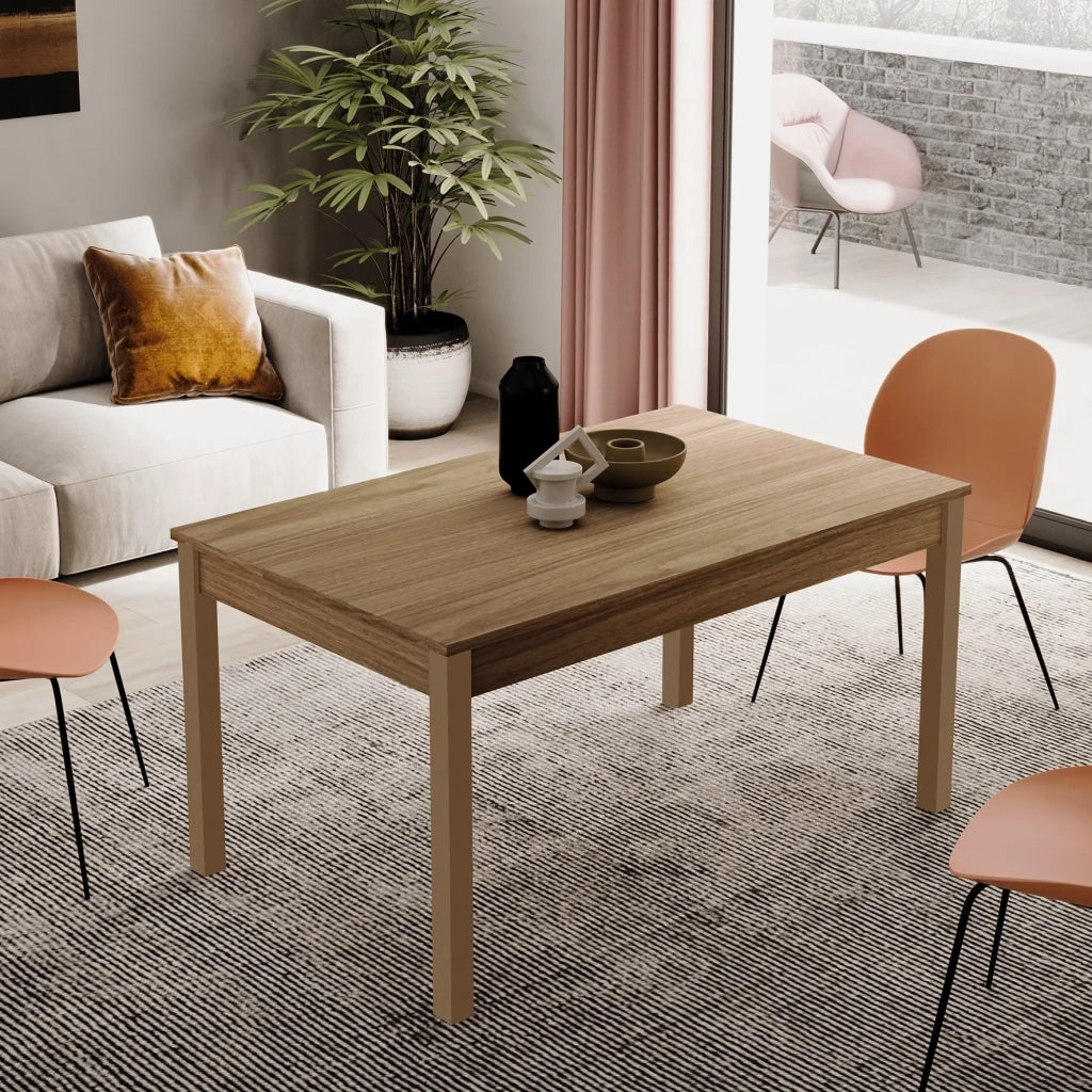 Tavolo pranzo allungabile Noce Naturale in legno nobilitato cm 80x120-160