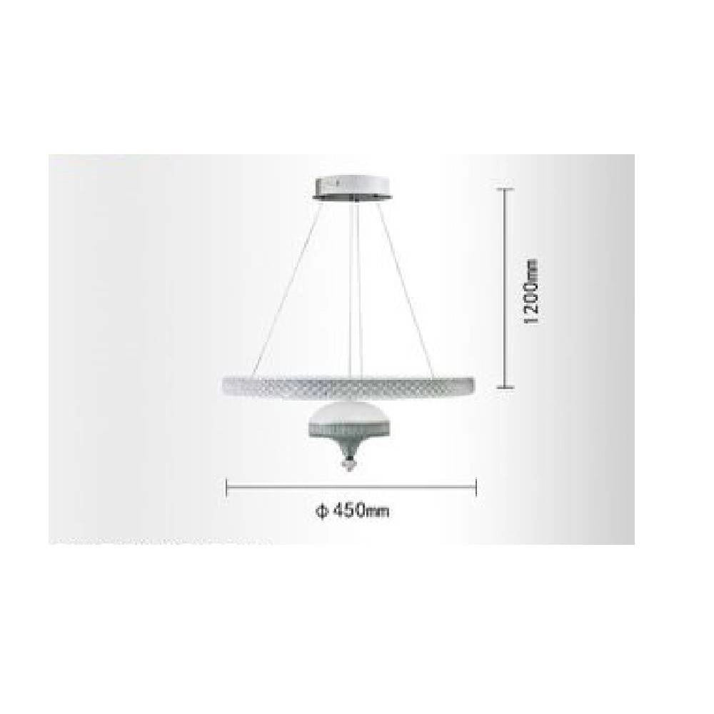 Trade Shop - Lampadario A Sospensione Led 50 W Bianco Anello Sospeso Effetto Cristallo Lp-17b -