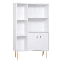 Mobiletto Libreria con Piedini in Legno di Pino Bianco 80x23.5x123cm