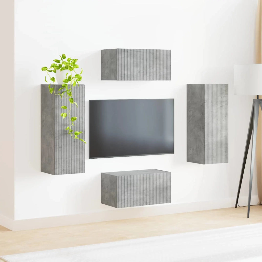 Set mobile TV 2 pz-Credenza per TV Grigio cemento Legno multistrato 699537