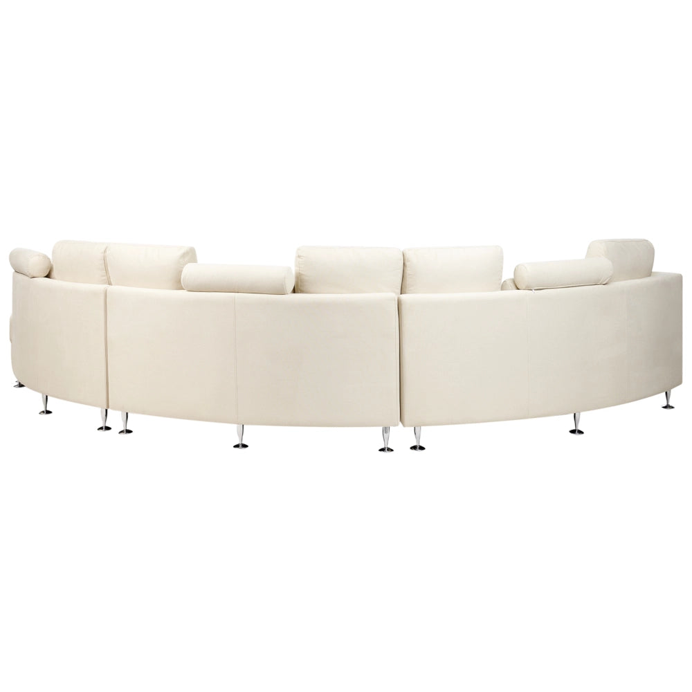 Divano Curvo Beige Tappezzeria Modulare 8 Posti Poggiatesta Regolabile Moderno