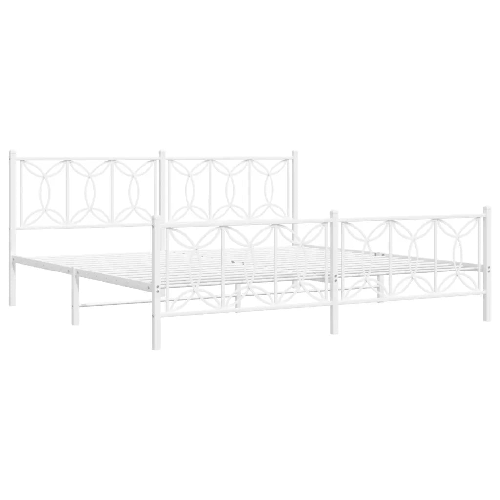 Giroletto con Testiera e Pediera Metallo Bianco 200x200 cm 376202