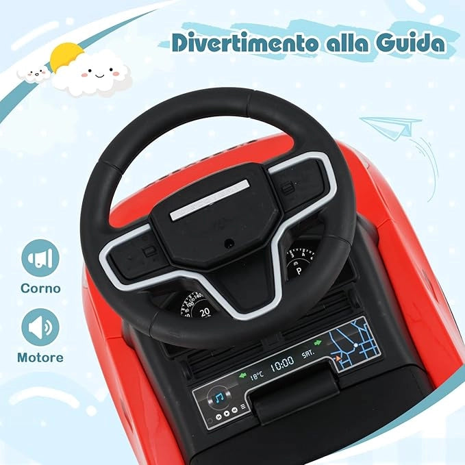 Macchinina Cavalcabile per Bambini, Macchina a Spinta con Clacson, Suoni del Motore e Spazio di Stoccaggio, Auto Giocattolo per Bambini da 1-3 Anni (Rosso)