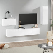 Set di Mobili Porta TV 4 pz Bianco in Legno Multistrato 3114334
