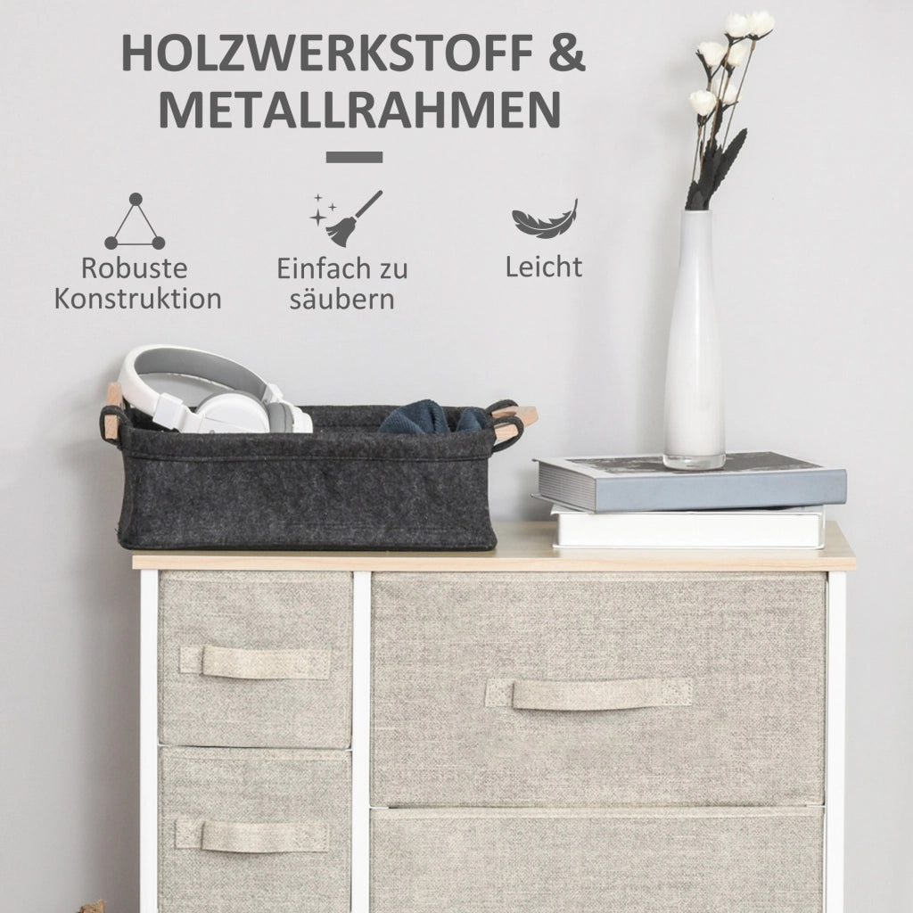 Cassettiera con 7 cassetti in tessuto, stile scandinavo, per camera e soggiorno, grigio chiaro, 63,5 × 30 × 71 cm