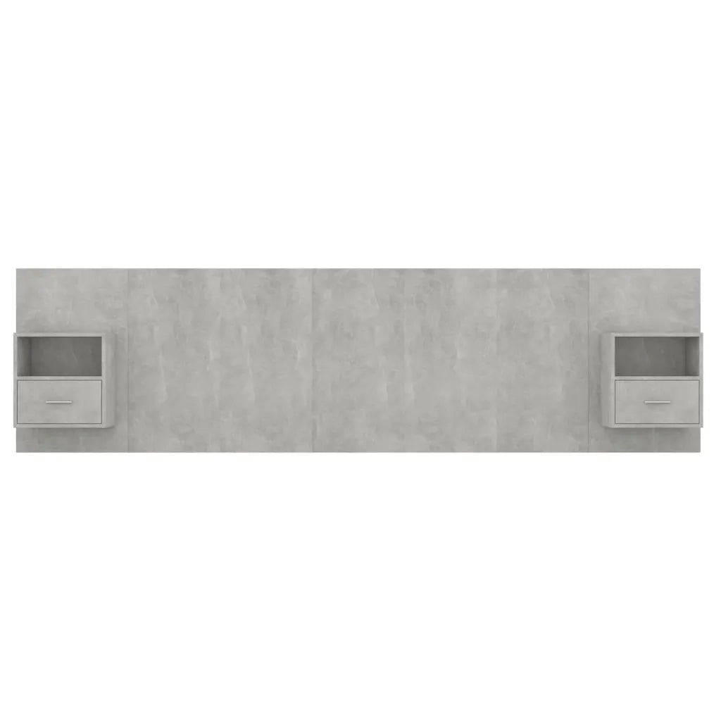 Testiera Letto con Armadietti Legno Multistrato Grigio Cemento