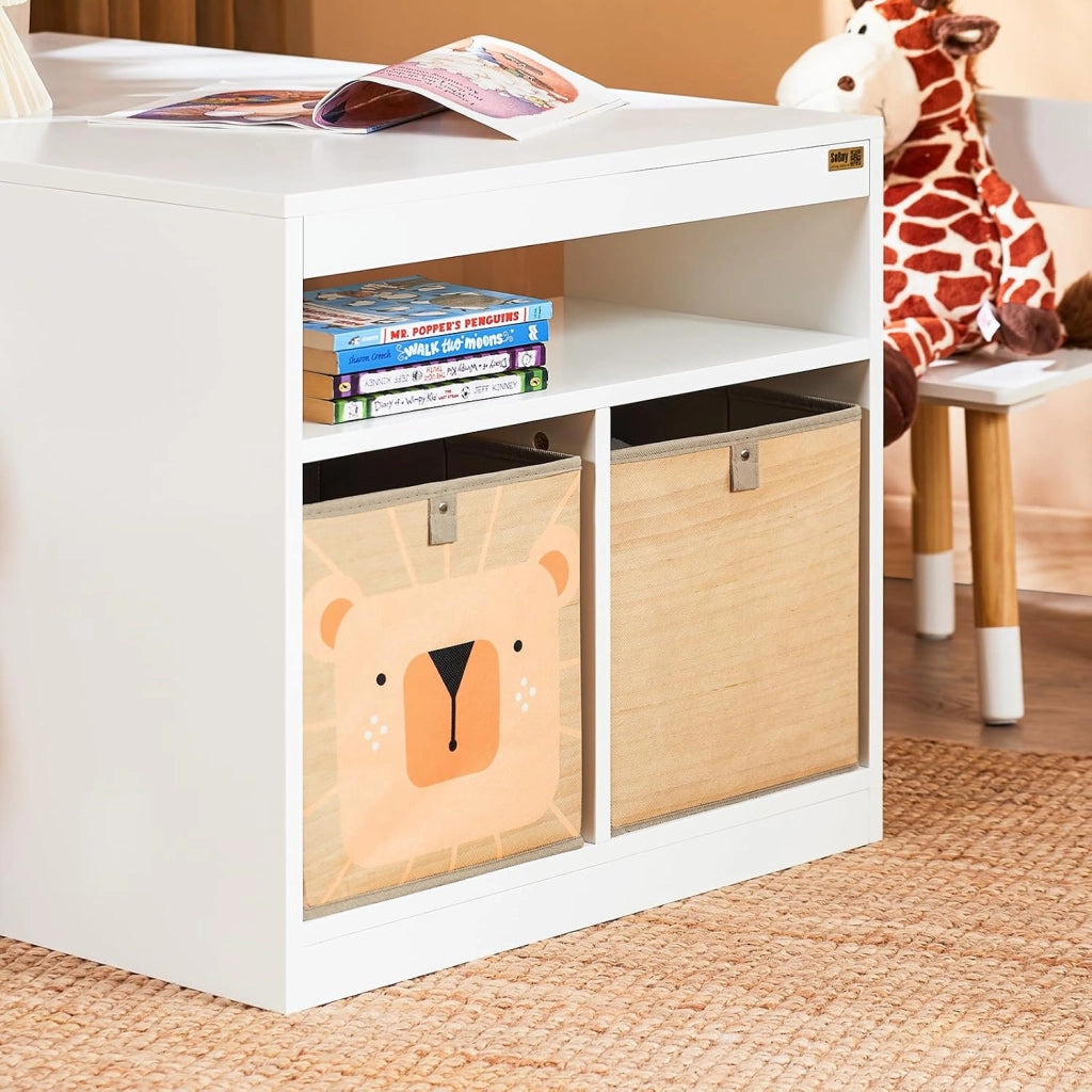 Tavolo per bambini con 2 sgabelli Set mobili per bambini Tavolo con spazio di archiviazione Bianco 90x60x53cm KMB113-W