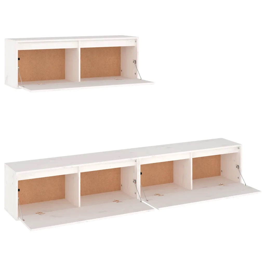 Mobili Porta TV 3 pz Bianchi in Legno Massello di Pino cod mxl 11608