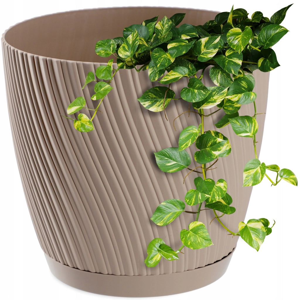 Vaso da fiori KADAX con supporto, coperchio, ciotola rotonda, 23 cm, marrone