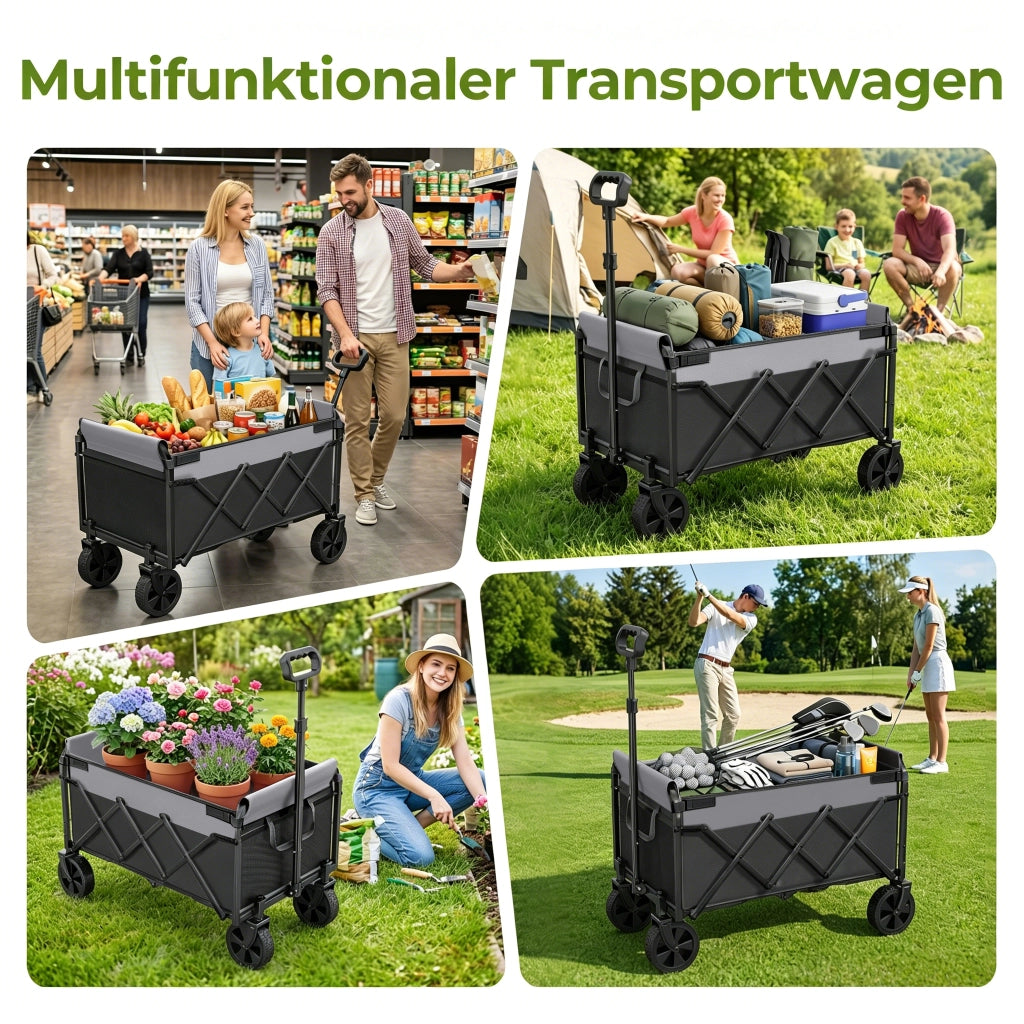 CARRELLO PIEGHEVOLE 100 L 74 x 46 x 96,5 cm Nero Acciaio