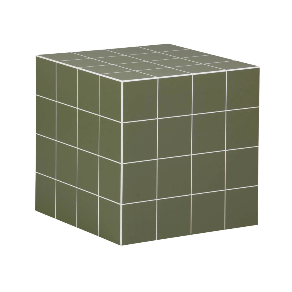 Tavolino cubico effetto piastrelle di cemento, verde kaki
