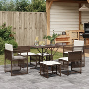 vidaXL Set da Pranzo da Giardino 7pz con Cuscini in Polyrattan Marrone