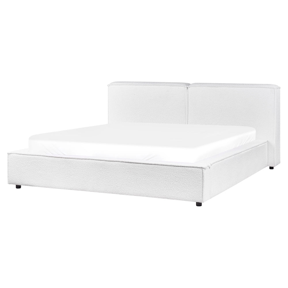 Letto matrimoniale in bouclé con struttura a doghe beige 160 x 200 cm stile classico camera da letto