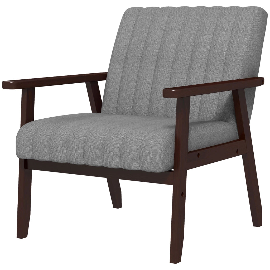 Poltrona Moderna Imbottita in Tessuto con Gambe in Legno ¨C Zephmum ¨C Grigio