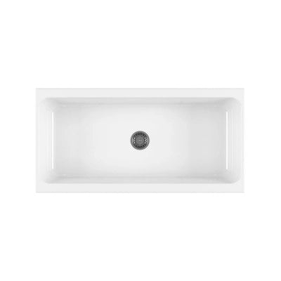 Lavabo a canale 120x45 cm d'appoggio o sospeso in ceramica lucida