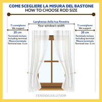 Bastone Tenda in Legno di Alta Qualità, diametro 35 mm a strappo colore argento oro terminale pagoda lunghezza 300 CM