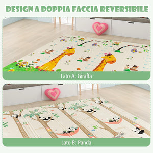 Tappeto Gioco per Bambini Pieghevole, Tappeto per Pavimento Grande da 200 x 180 cm con Borsa da Trasporto per Interni ed Esterni, Tappeto Impermeabile e Reversibile per Bambini, Neonati