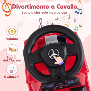 Camion dei Pompieri per Bambini, Macchinina Cavalcabile con Musica e Clacson, con Spazio di Stoccaggio Nascosto e Volante, Regalo per Bambini 2-6 Anni