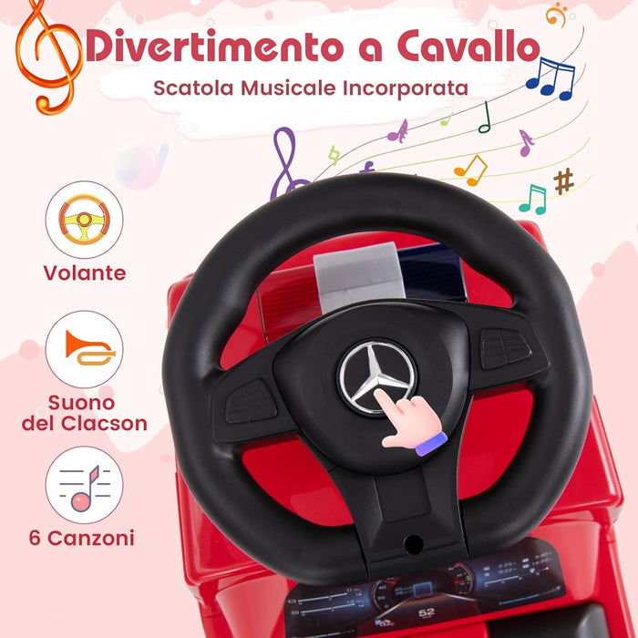 Camion dei Pompieri per Bambini, Macchinina Cavalcabile con Musica e Clacson, con Spazio di Stoccaggio Nascosto e Volante, Regalo per Bambini 2-6 Anni