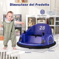 Autoscontro Elettrico per Bambini, Macchina Elettrica per Bambini con Luci LED, Connessione Wireless, Musica Giro a 360°, Macchina Cavalcabile per Bambini 18+ Mesi (Viola)