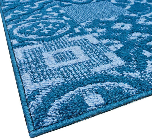 Tappeto Cucina 3D Passatoia Antiscivolo Piastrella Maiolica Blu 50x110 cm