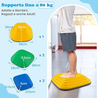 6 Pezzi Pietre di Passo per Bambini, Pietre di Equilibrio Antiscivolo per Esercizio Interno/Esterno, Blocchi di Equilibrio Quadrati per Bambini 3+ Anni