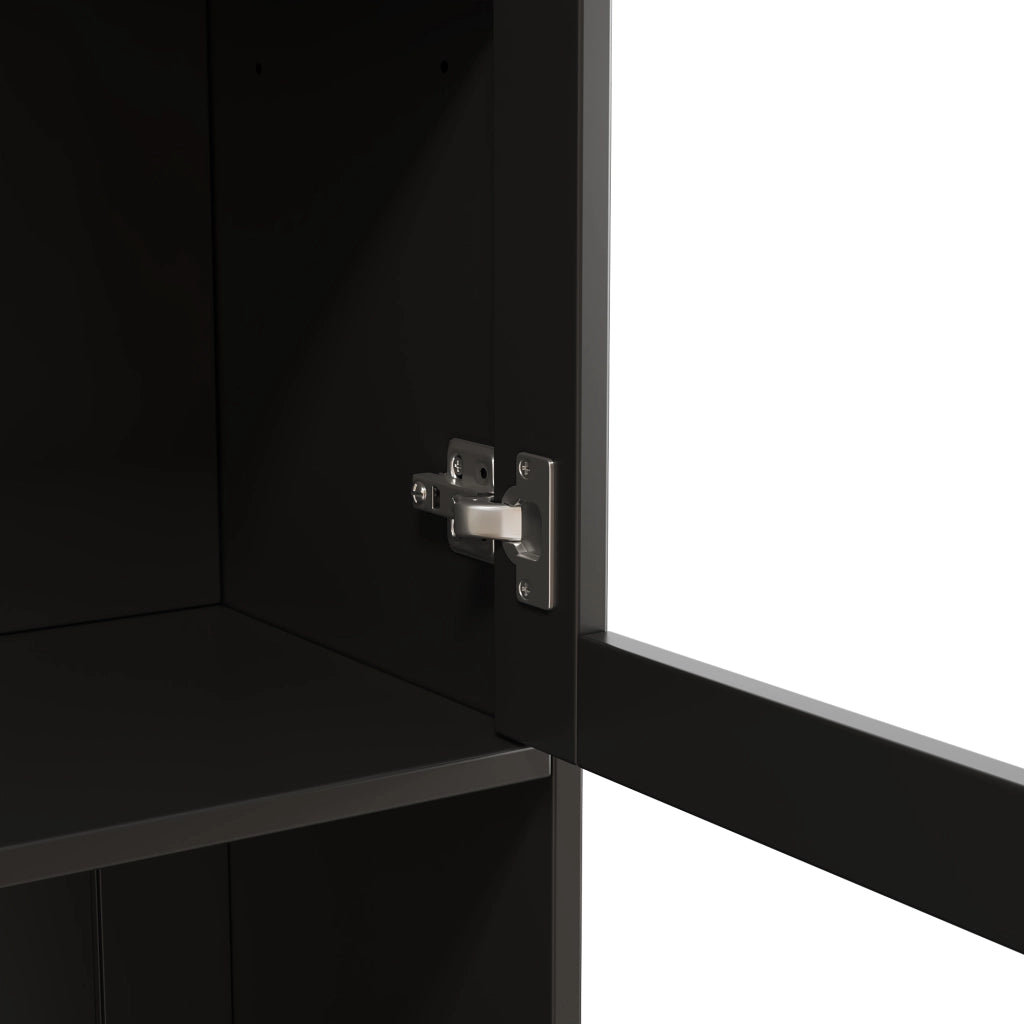 BUFFET 120x40x191 cm Nero in Pannello di legno con portasbicchieri e prese USB-A/USB-C