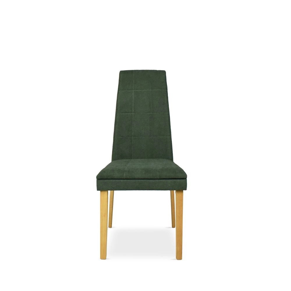Set 2 Sedie imbottite con struttura in legno rovere e tessuto verde Tim