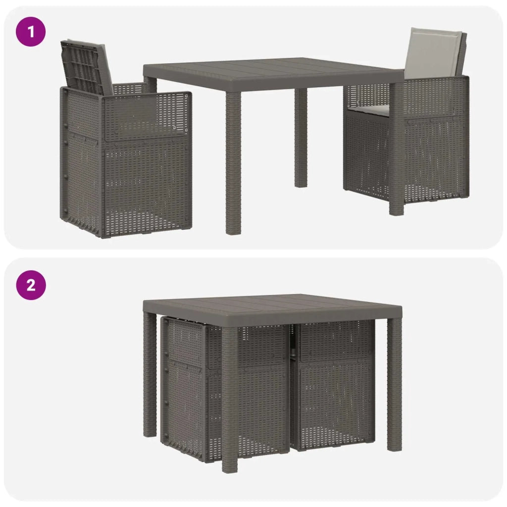 Set da Pranzo per Giardino con cuscino 3 pcs Grigio Chiaro PP 3430054