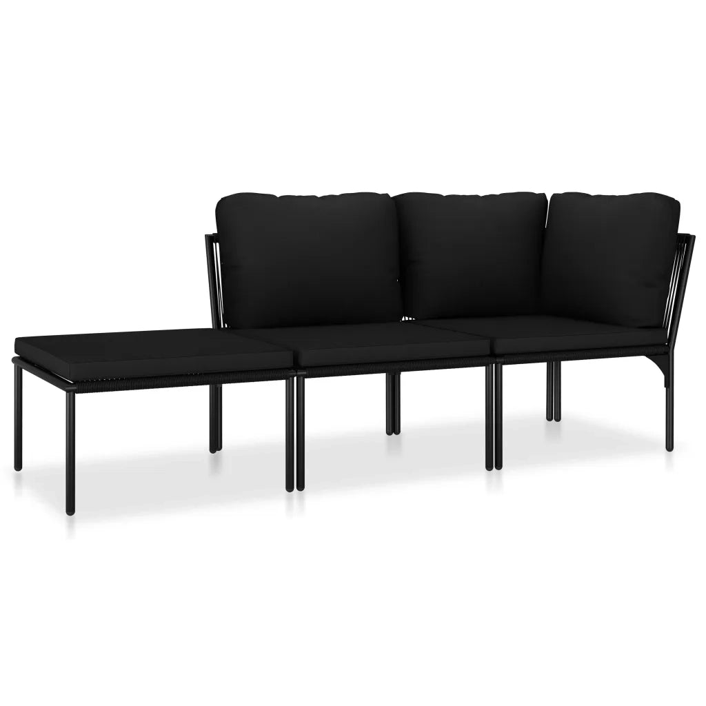 Set Divani da Giardino 3 pz con Cuscini Neri in PVC cod mxl 34909