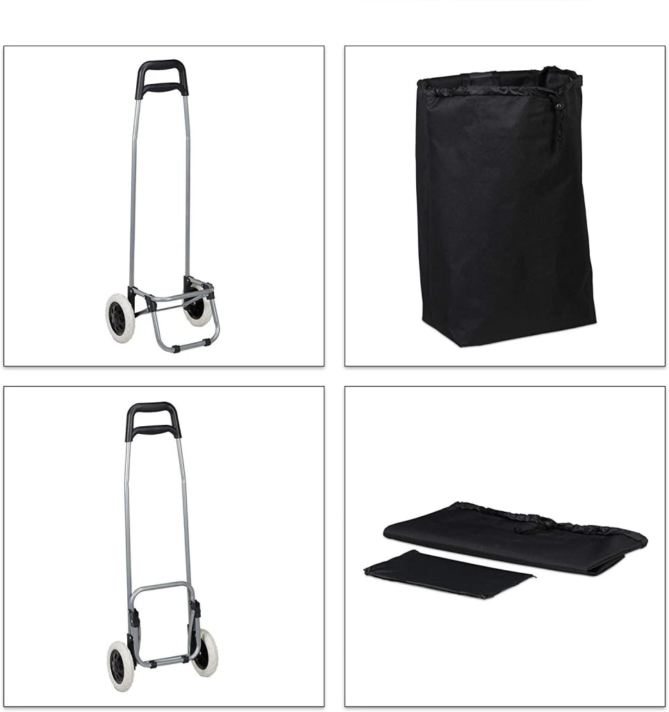 Carrello della spesa pieghevole con borsa rimovibile 28 litri carrello della spesa con ruote nero 13_0000707_3