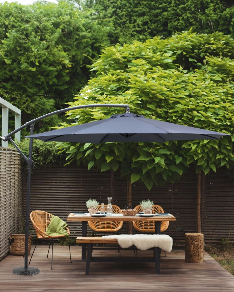 Ombrellone da giardino in tessuto grigio acciaio 300 cm resistente agli agenti atmosferici