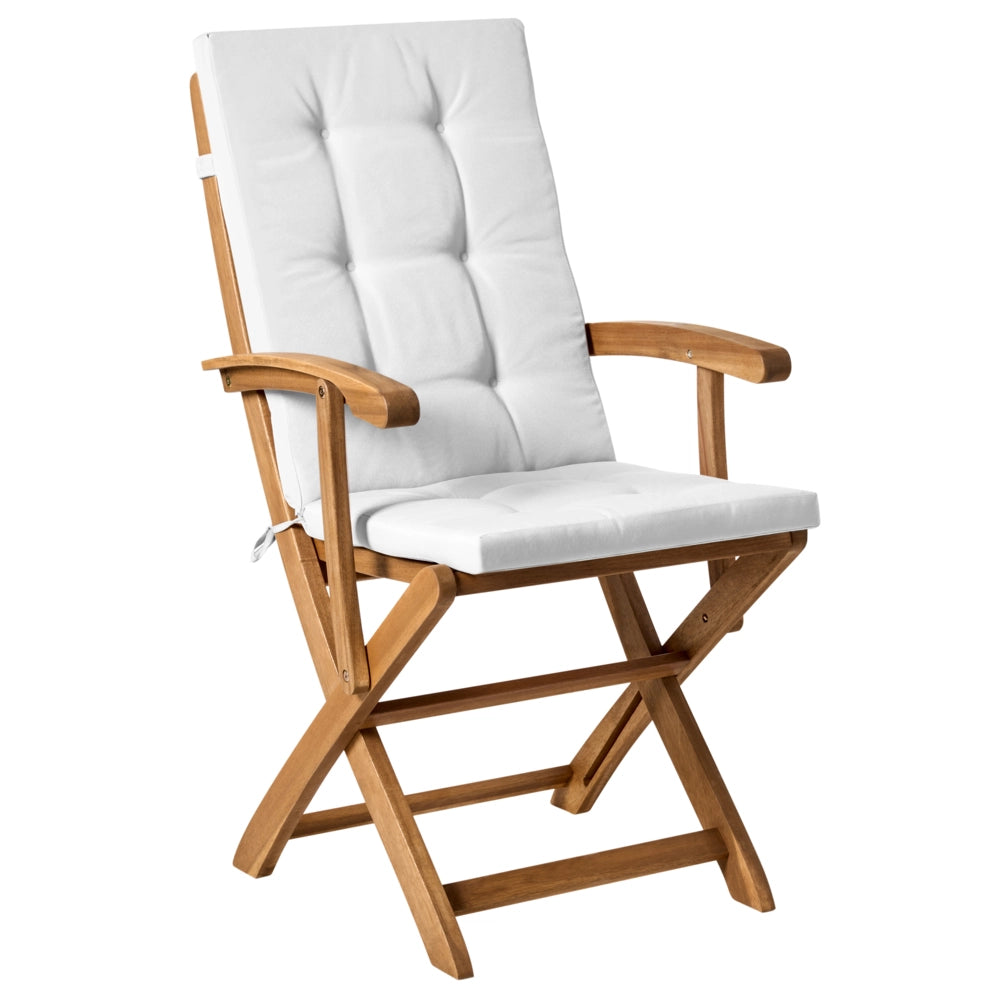Set di 2 cuscini per sedute e schienale da esterno con lacci bianco stile elegante giardino