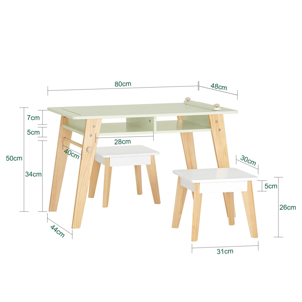 Tavolo Per Bambini Con 2 Sedie Set Mobili Per Bambini Tavolo Da Dipingere Per Bambini Verde KMB92-GR