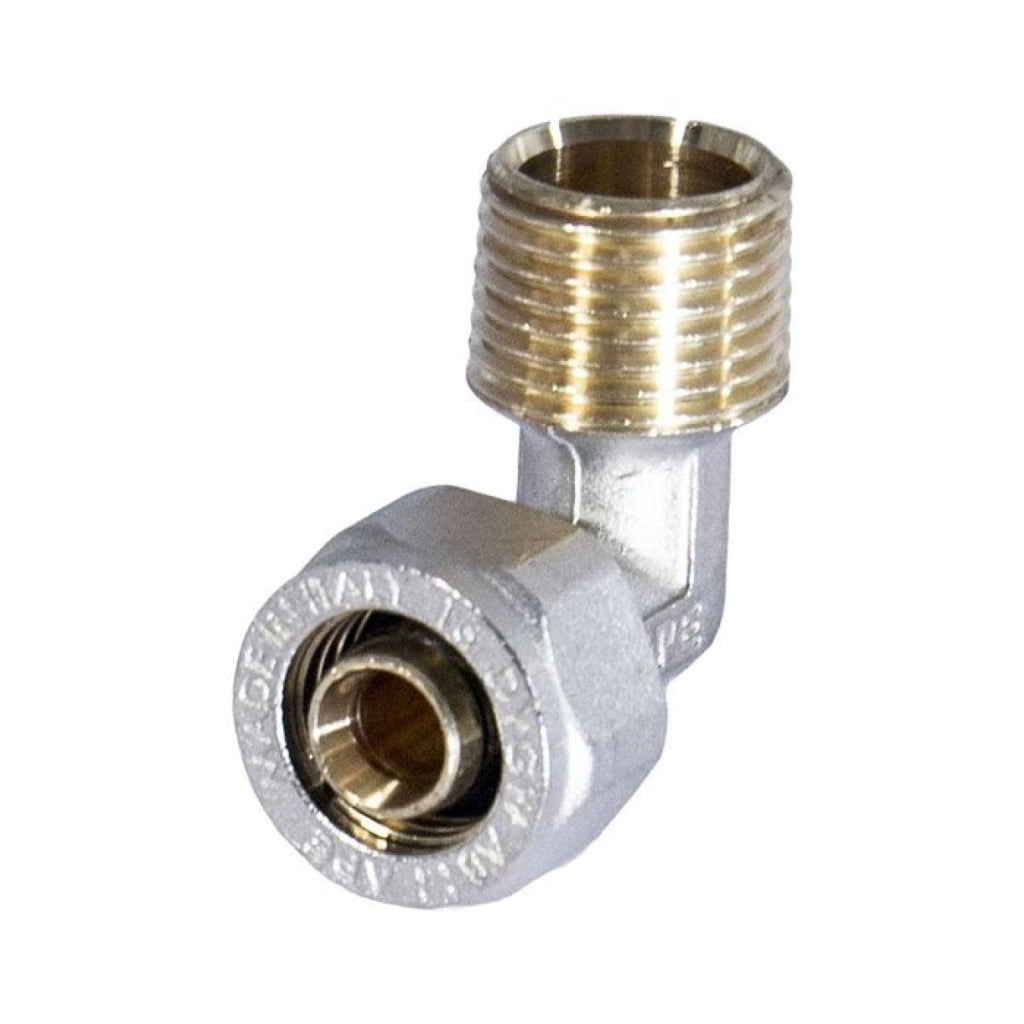 RACCORDO CURVO MASCHIO A STRINGERE A CORPO UNICO PER TUBO MULTISTRATO MODELLO 753FP - 3/4 Ø26  - APE