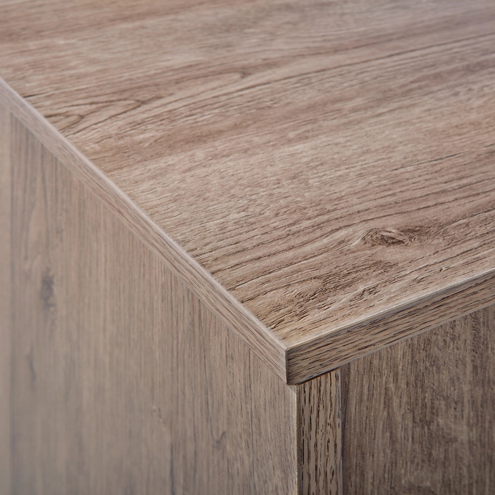 Comodino Cassettiera Legno Scuro Base in Metallo Nero Industrial