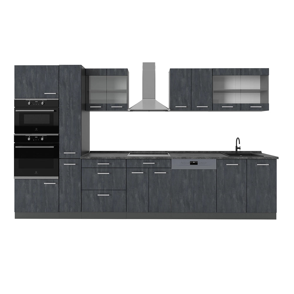 Vicco Cucina completa  Calcestruzzo nero/antracite 350 cm , PL Antracite
