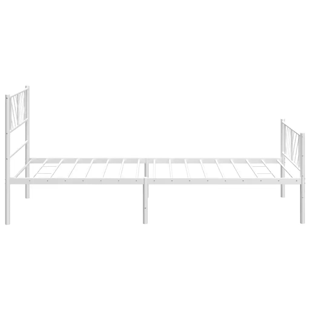 Letto singolo | Letto per adulti | Giroletto con Testiera e Pediera Metallo Bianco 100x190 cm