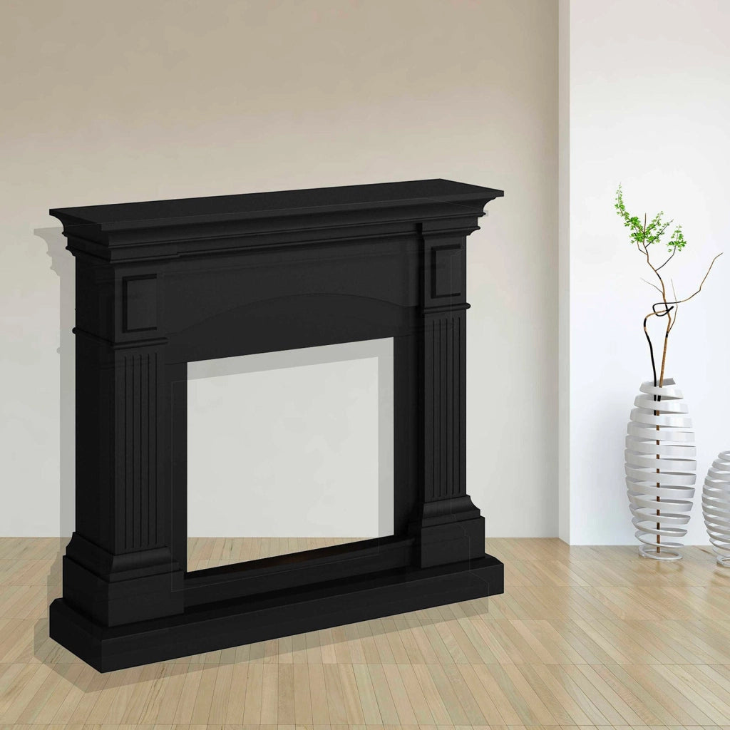 Cornice da Pavimento per Inserto Camino Elettrico 113,7x102,2x28,2 cm in MDF Sined Cetona Nero