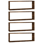 Mensole Muro | Mensola a parete Cubo 4 Rovere Fumo 80x15x26,5cm Legno Multistrato
