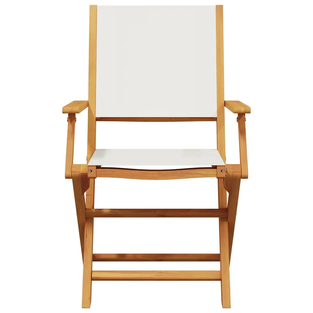 Sedie Giardino 2 pz | Sedie da Esterno Bianco Crema Legno Massello Acacia e Tessuto