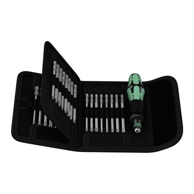 Wera 05059297001 Kraftform Kompakt 62 Set di Punte 33 pezzi con Custodia Pieghevole e Manico Rapidaptor colore Nero