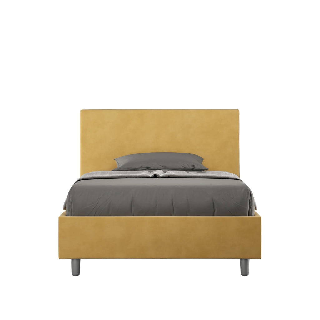 BS COM Letto una piazza e mezza con rete imbottito 110x210 microfibra ocra