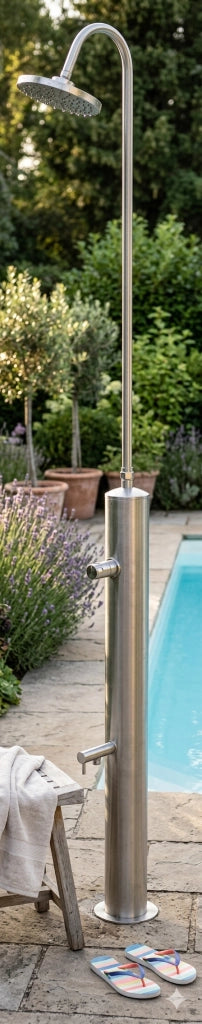 Doccia da Giardino con Rubinetto Chiusura Manuale Doccia e Lavapiedi Minijet-R Inox Anodizzato