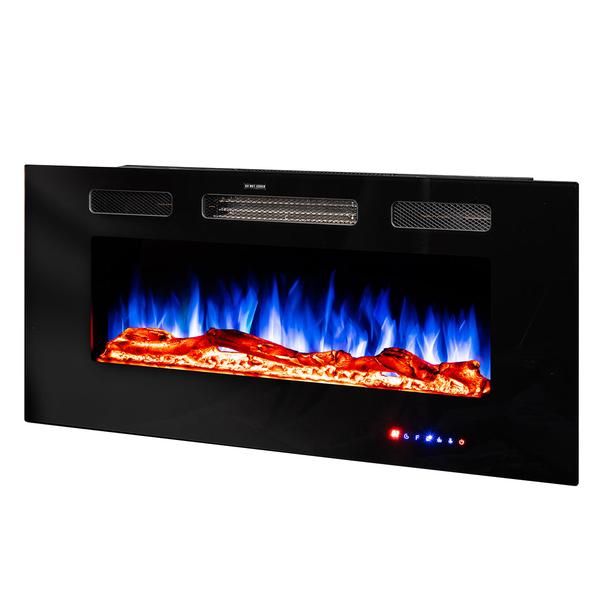 Camino Elettrico da Incasso 54,4x91,5x14 cm Effetto Fiamma 1500W Adeli Nero
