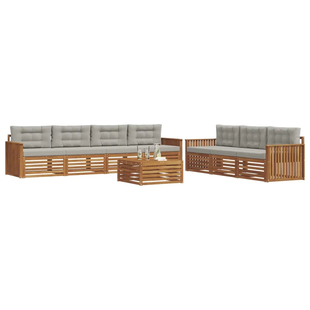 Set di divani da esterno 8 pcs Grigio Naturale e Chiaro