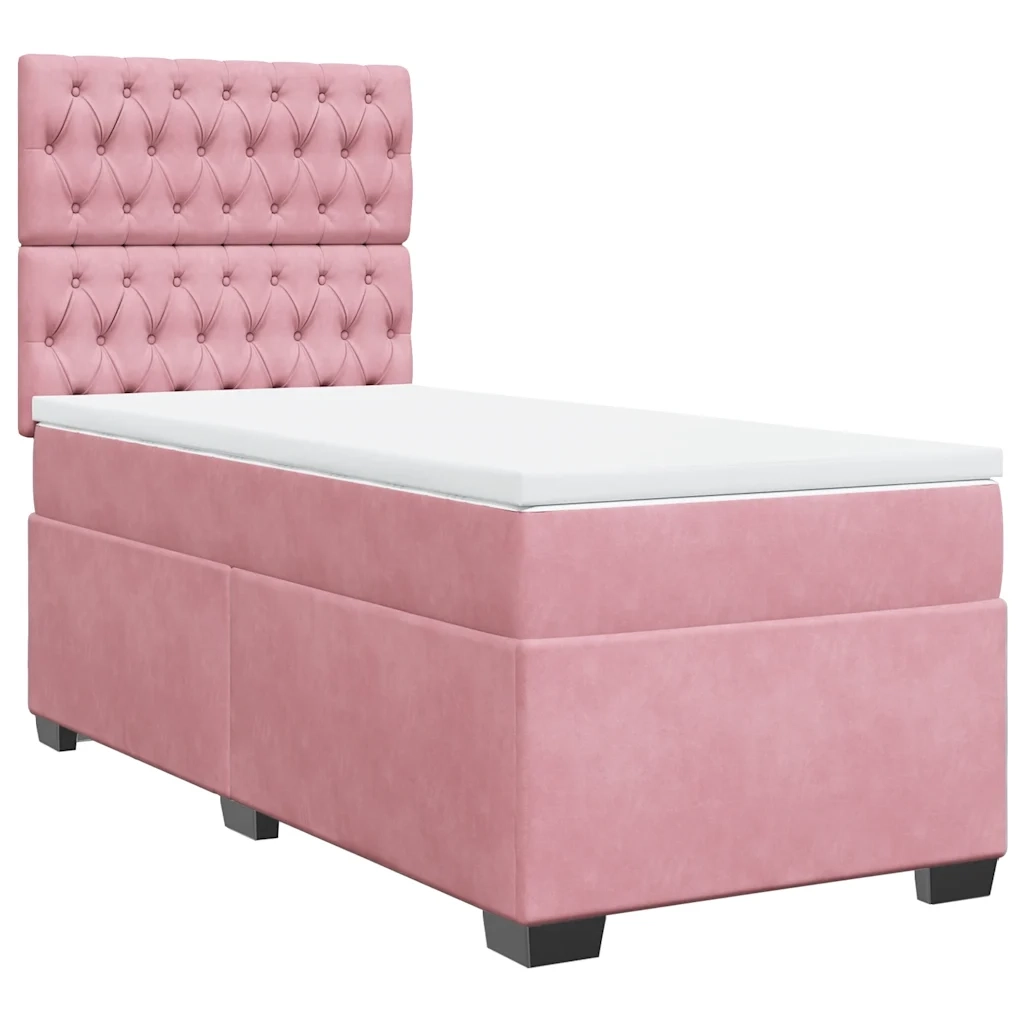 Giroletto a Molle con Materasso Rosa 80x200 cm in Velluto