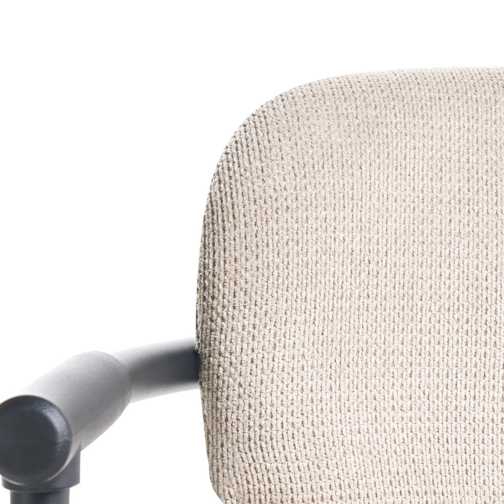Sedia da ufficio con rivestimento in tessuto beige, girevole, per scrivania e computer, con altezza del sedile regolabile